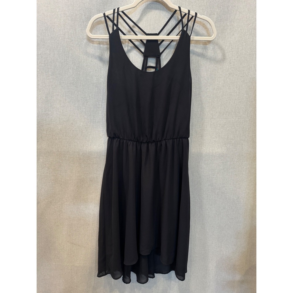 Patterson J. Kincaid Black Cage Back Chiffon Mini Dress DR92141-012 Large